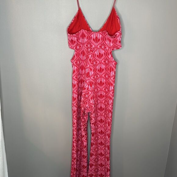 ZARA CUT OUT JACQUARD KNIT JUMPSUIT JACQUARD RED bloggers favorite size M - Picture 10 of 12